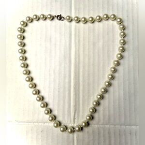 Vintage Faux Pearl Necklace 18" Classic Ivory‎ Strand Ring Clasp Wedding Gift